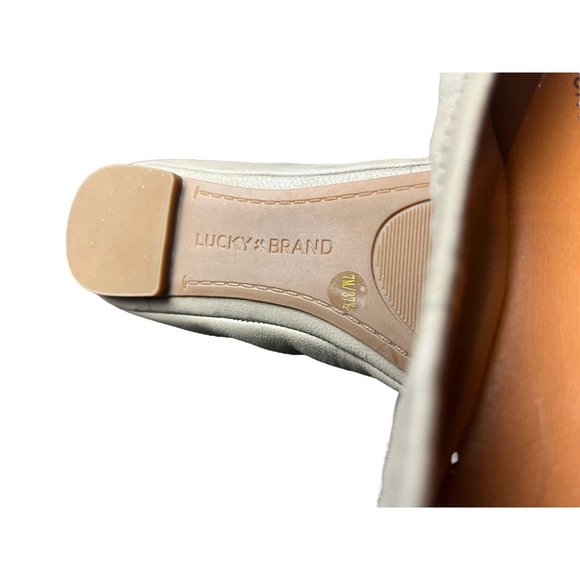 Lucky Brand‎ Emmie Ballet Leather Flat Slip On Light Gray Shoes Women's Size 7 - Picture 6 of 7